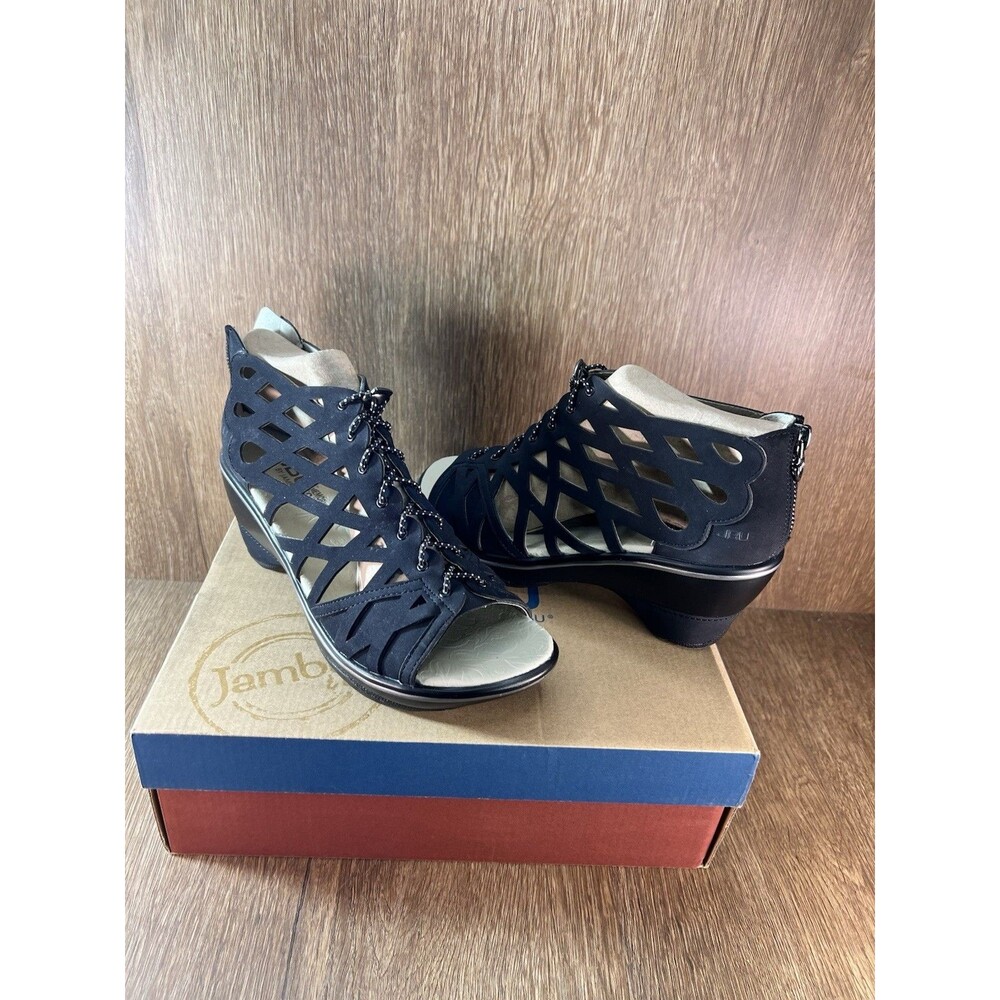 JBU by Jambu Sugar Cane Charcoal Gladiator Wedge Sandals Women Size 7 M Vegan